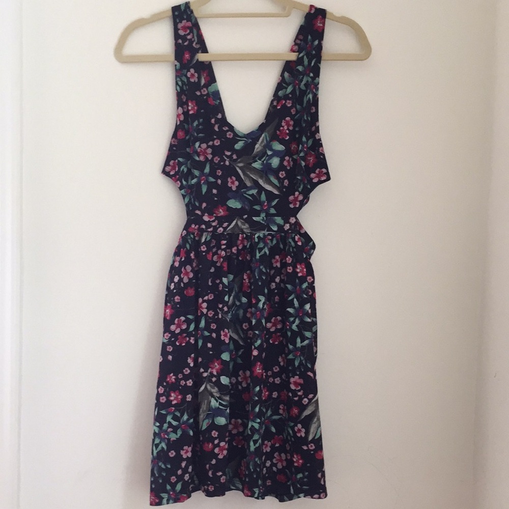 Zara Floral Mini Dress with Cutouts NWOT